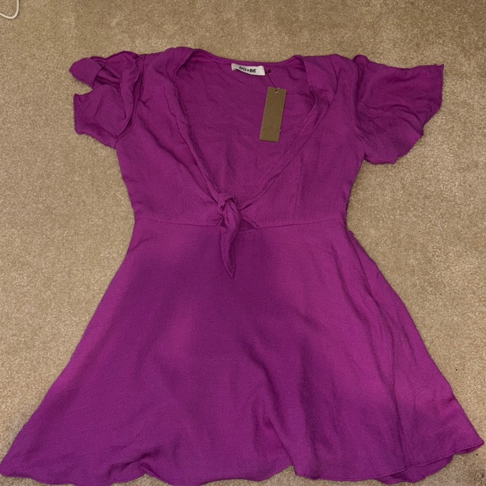 Do + Be Fuscia Deep V neck Dress
